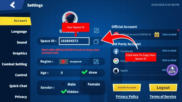 How to Find Super Sus Space ID